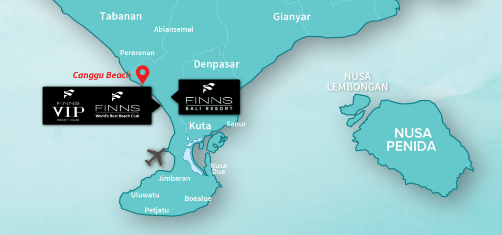 Canggu Beach FINNS BALI MAP