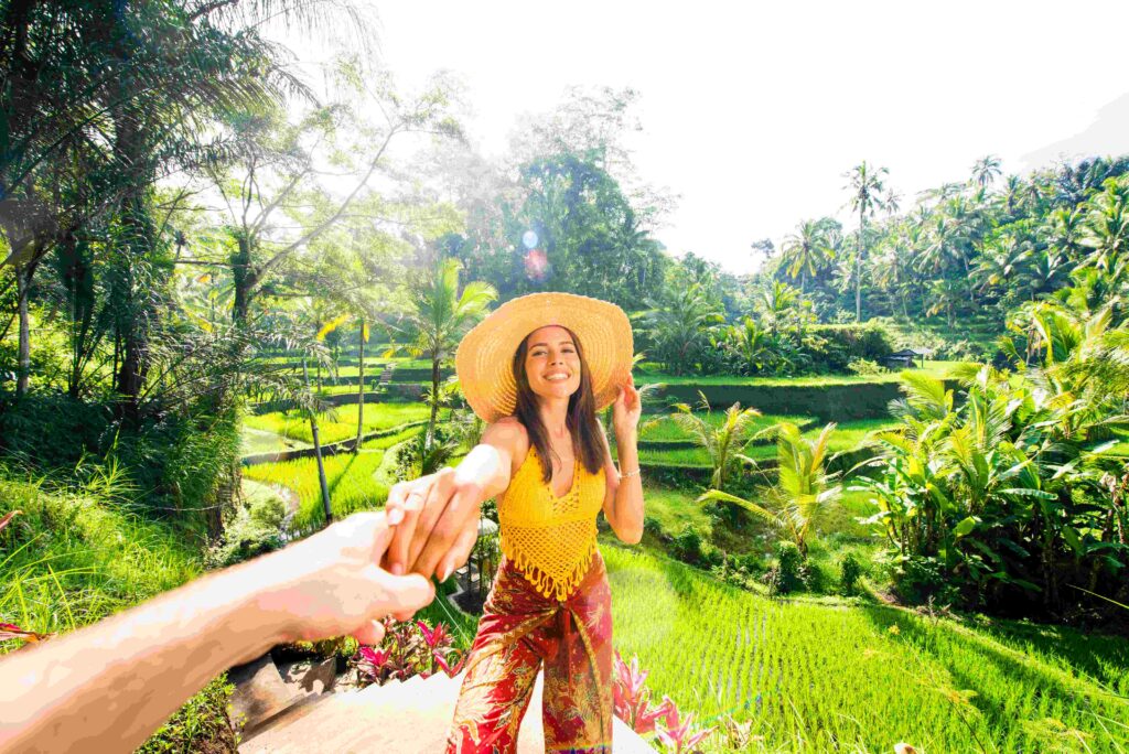 Woman at Tegalalang rice terrace in Bali