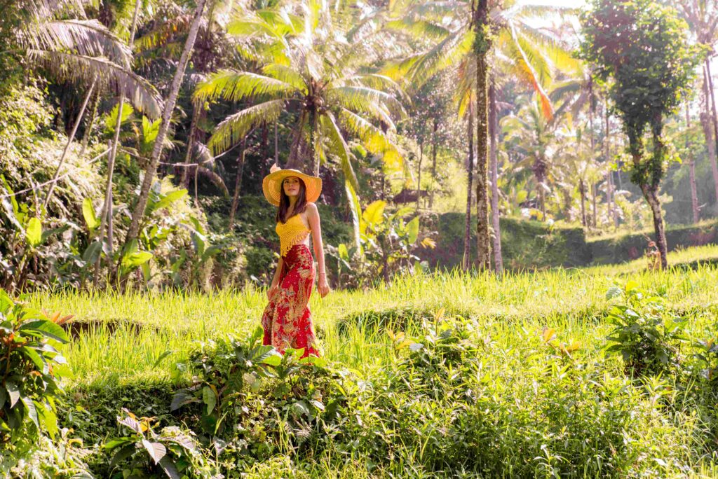 Woman at Tegalalang rice terrace in Bali