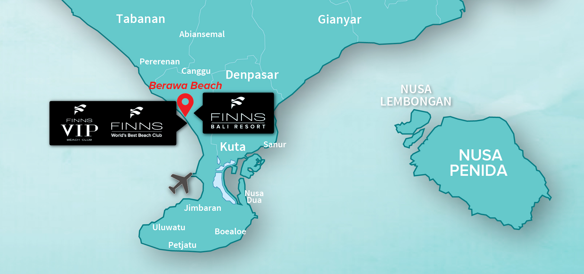 Berawa Beach FINNS BALI MAP