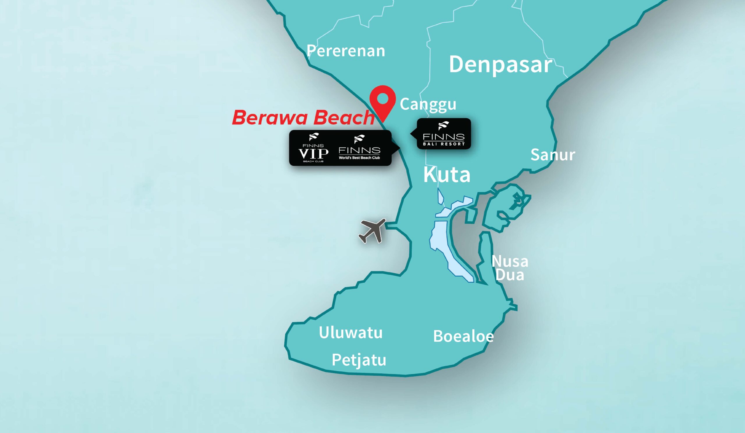 Berawa Beach FINNS BALI MAP