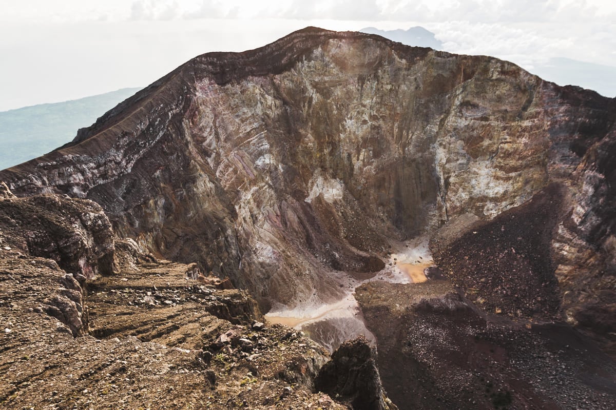 Close-up view of Mount Agung's crater