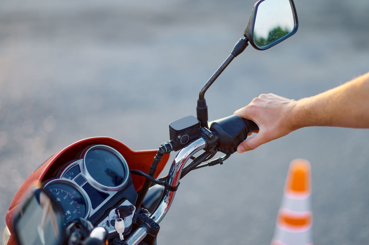 Person taking scooter lessons