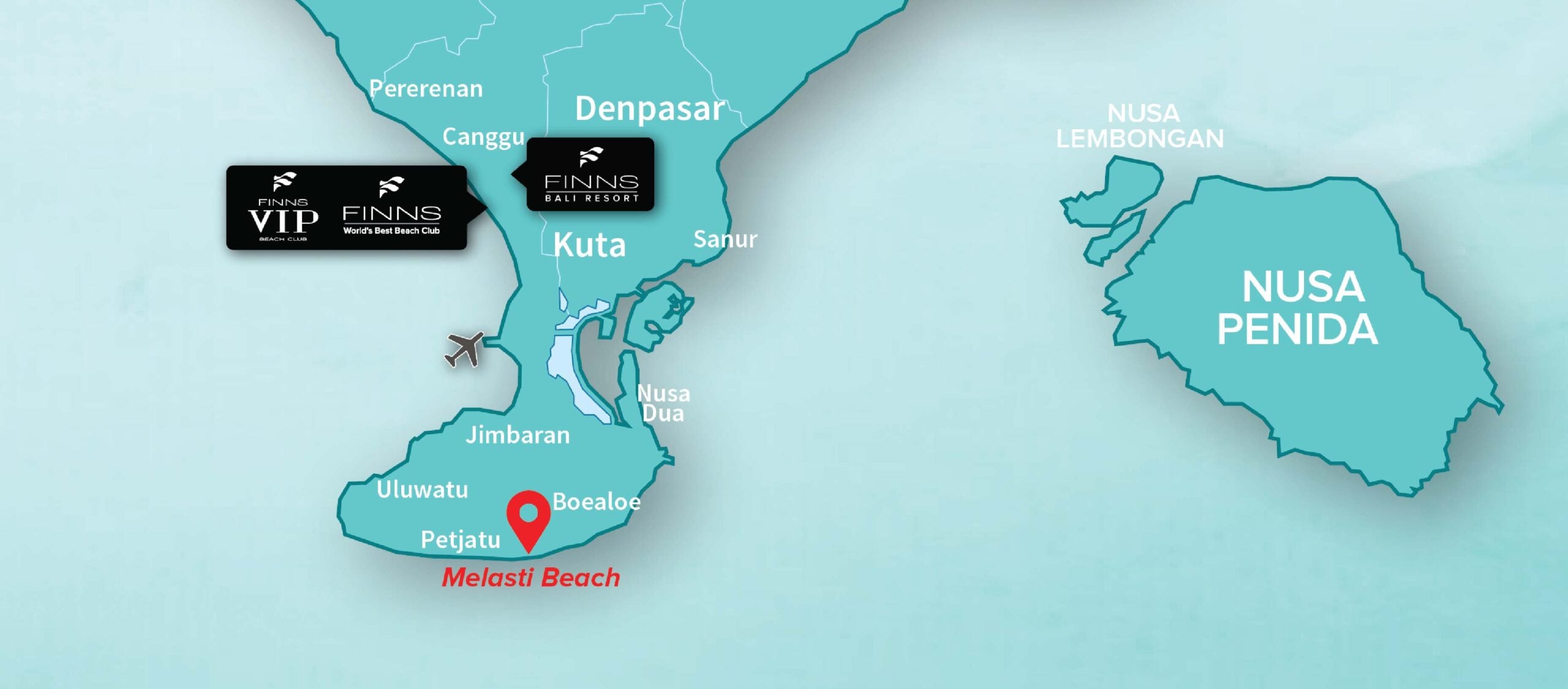 Melasti Beach FINNS BALI MAP