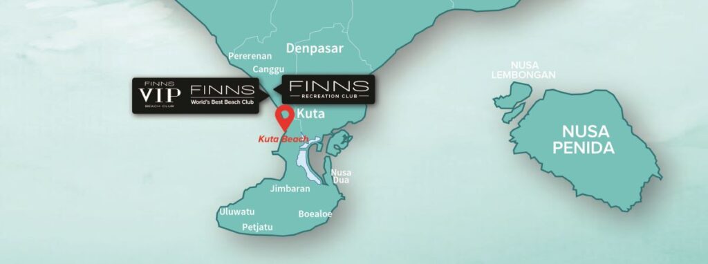 KUTA BEACH FINNS BALI MAP