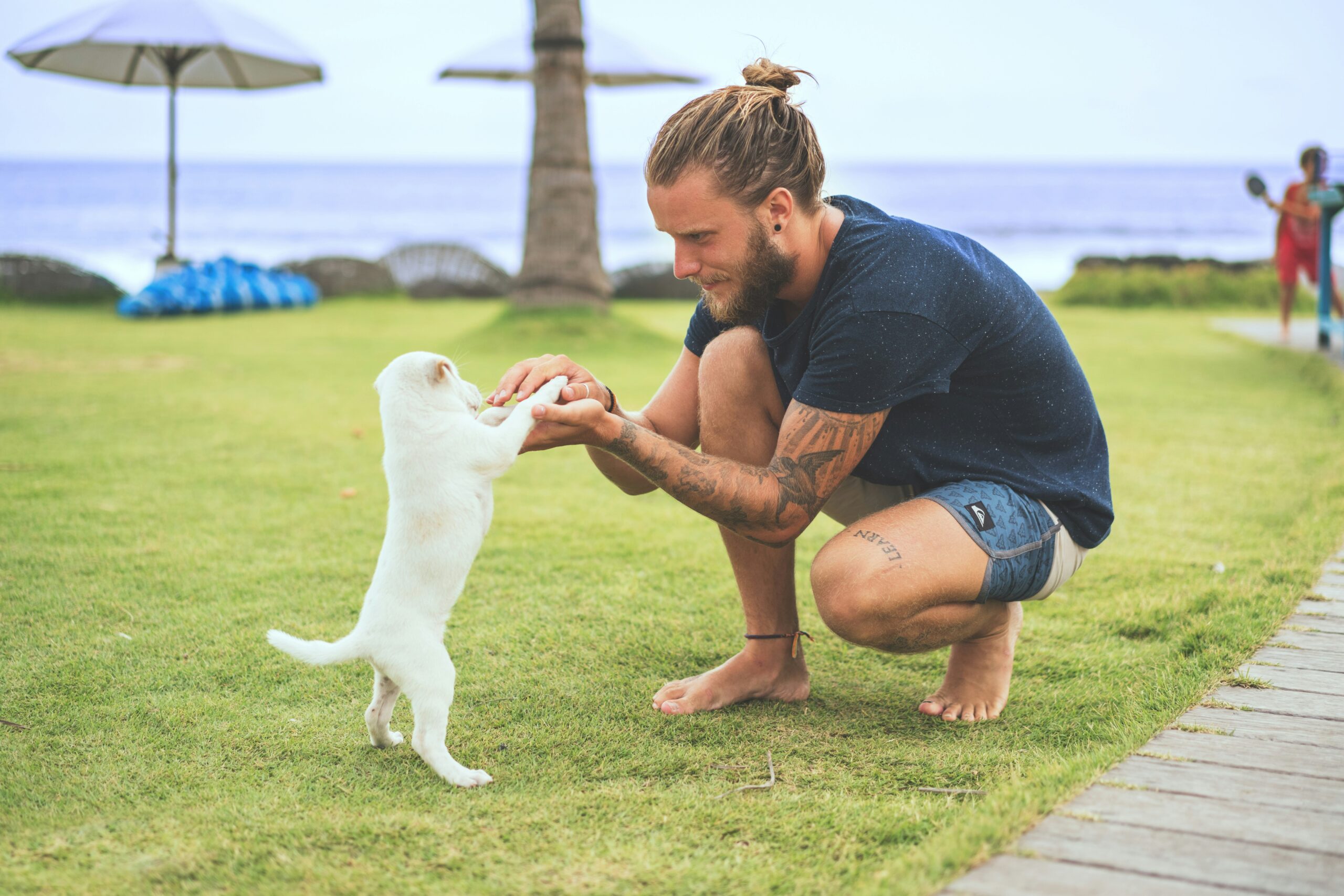 a man at a beach club in Keramas, Bali