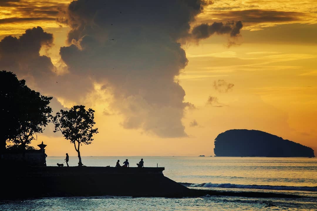 Candi Dasa view during sunset at beach