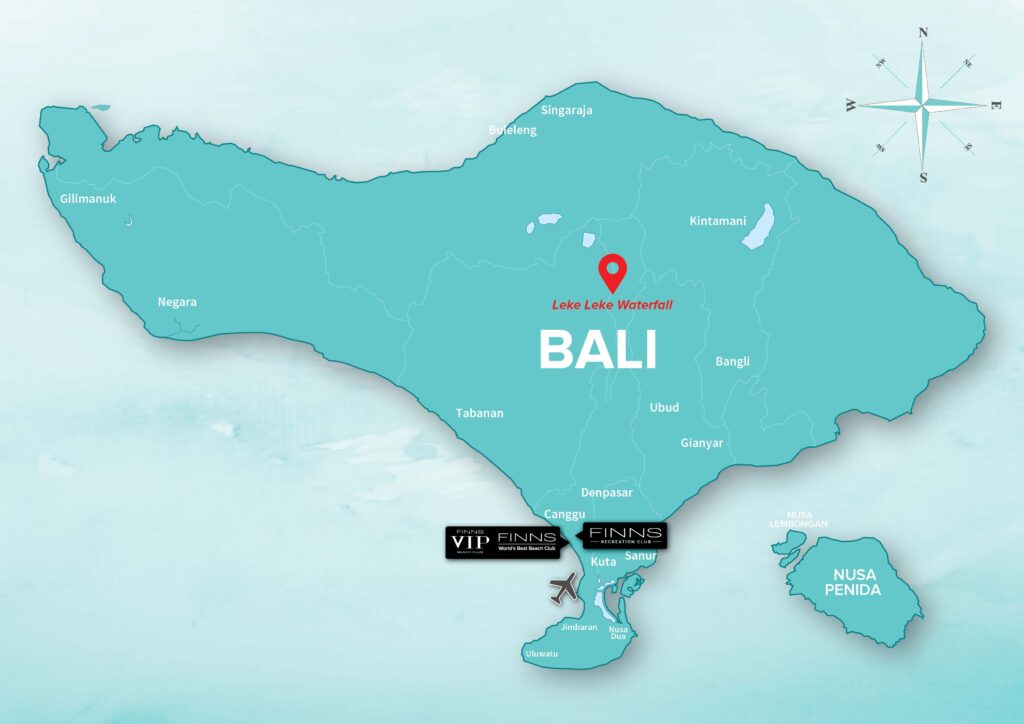 LEKE LEKE WATERFALL FINNS BALI MAP