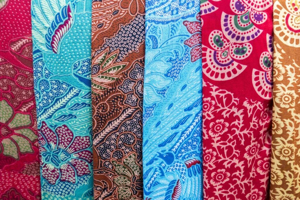 Amazing colorful Balinese sarongs for sale in Ubud, Bali, Indone