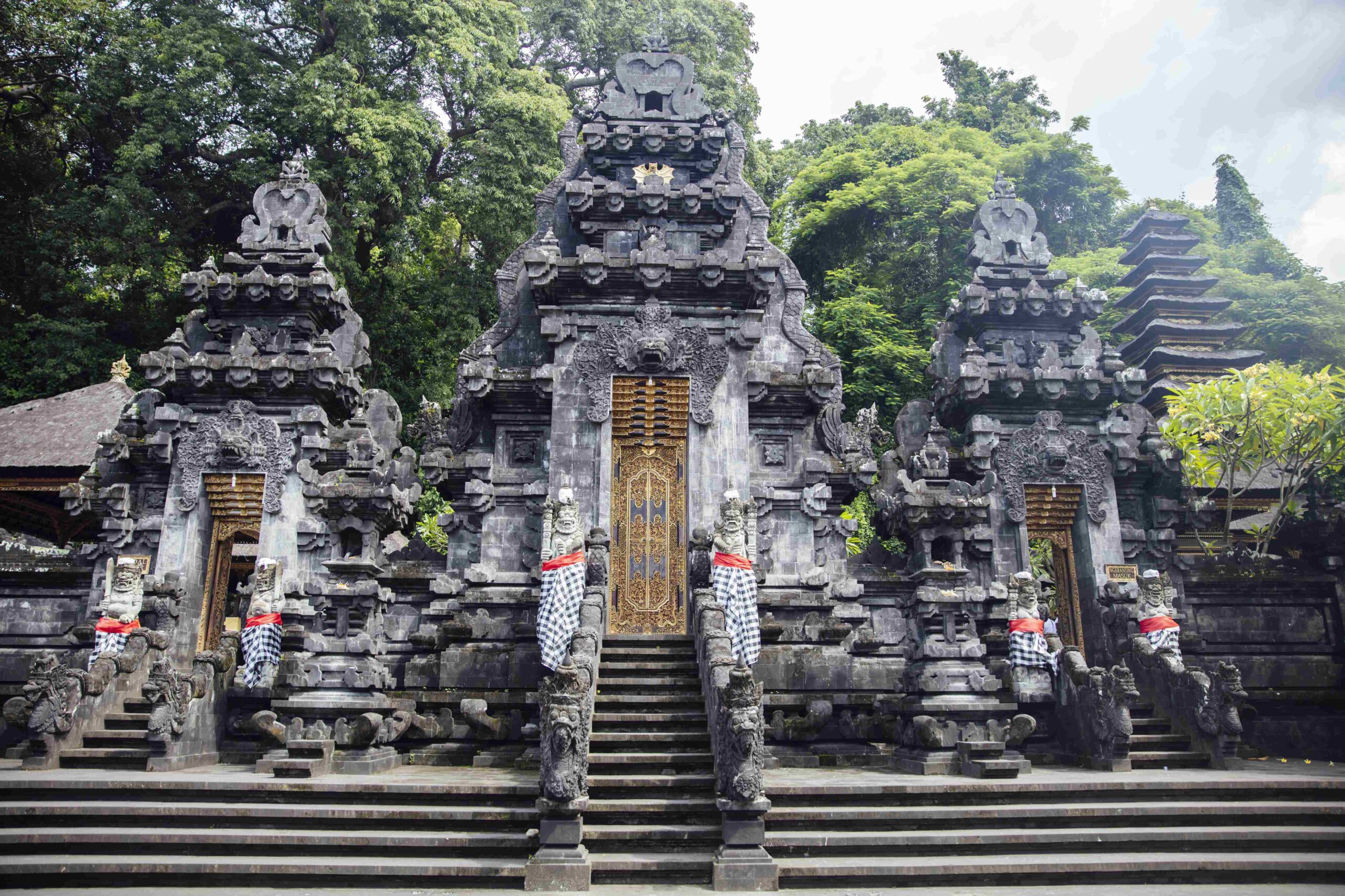 Detail from the Balinese Hindu temple Pura Goa Lawah in Indonesi