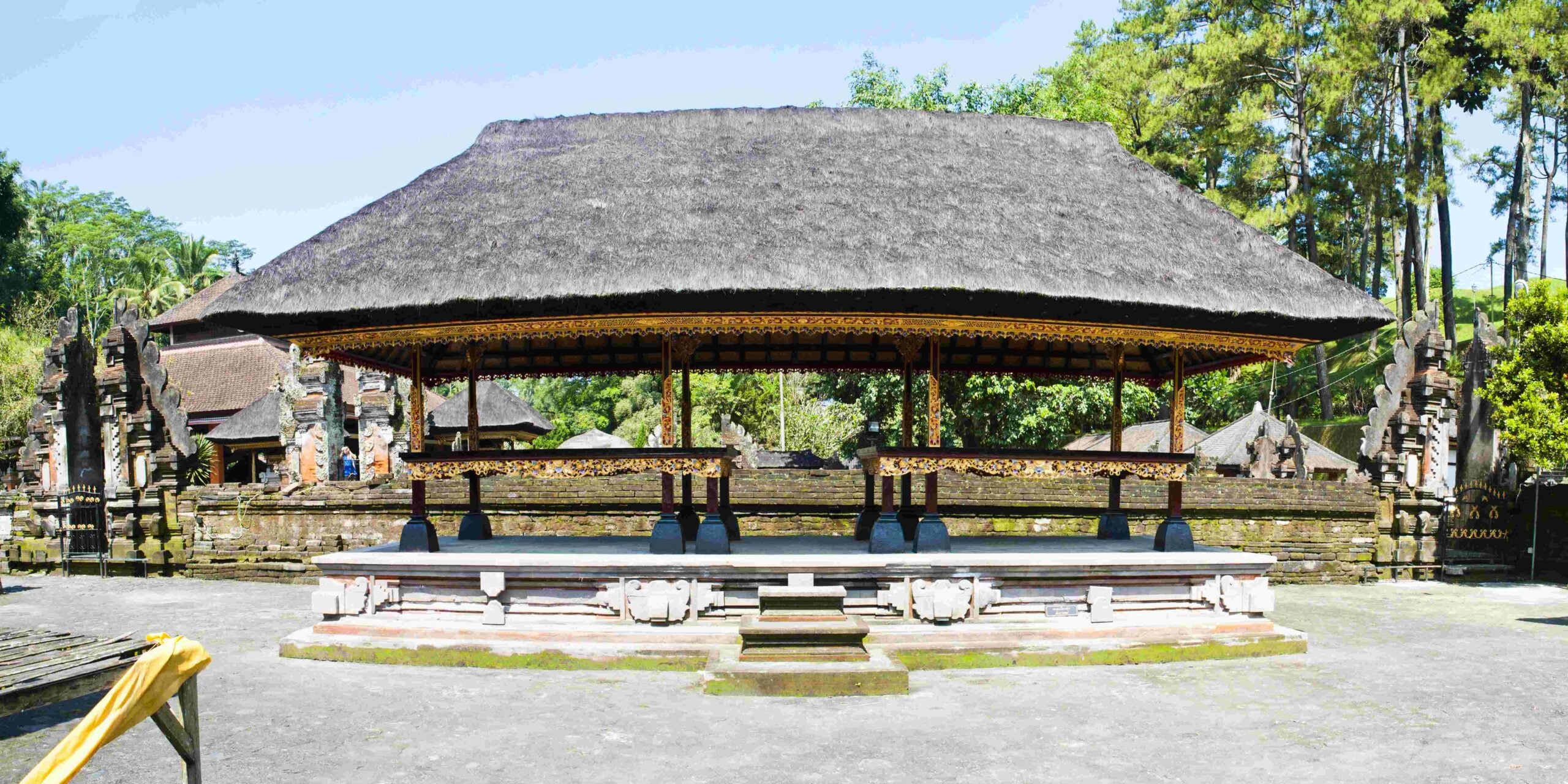 Panoramic Photo of a Pagoda at Pura Tirta Empul Temple, Bali, Indonesia, Asia