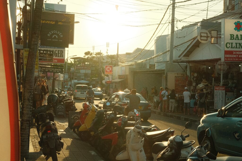 Seminyak with lots of scooters