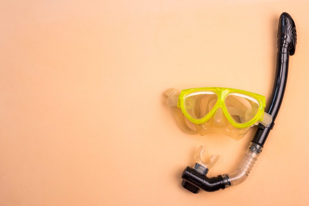 Top view of Snorkel on a color background