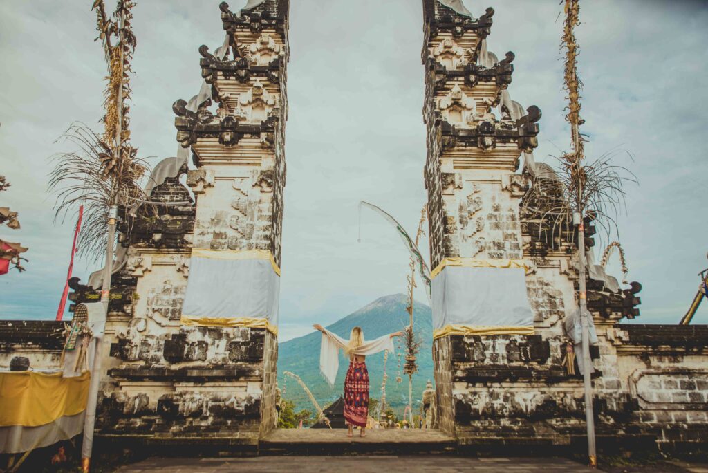 Woman at Pura Lempuyang temple in Bali