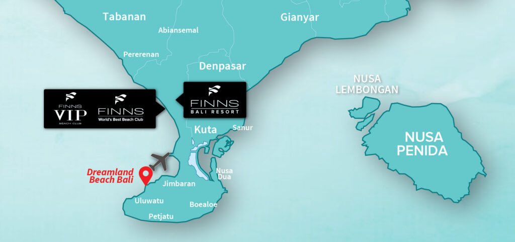 Dreamland Beach FINNS BALI MAP