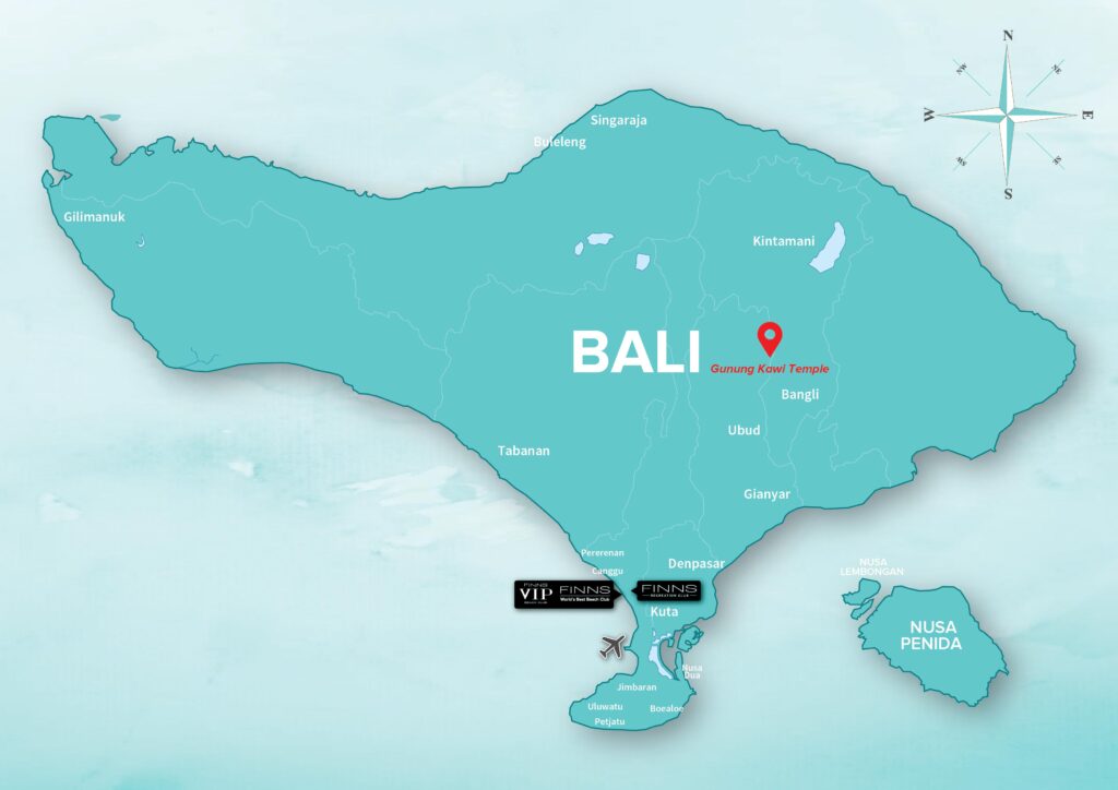 GUNUNG KAWI TEMPLE FINNS BALI MAP