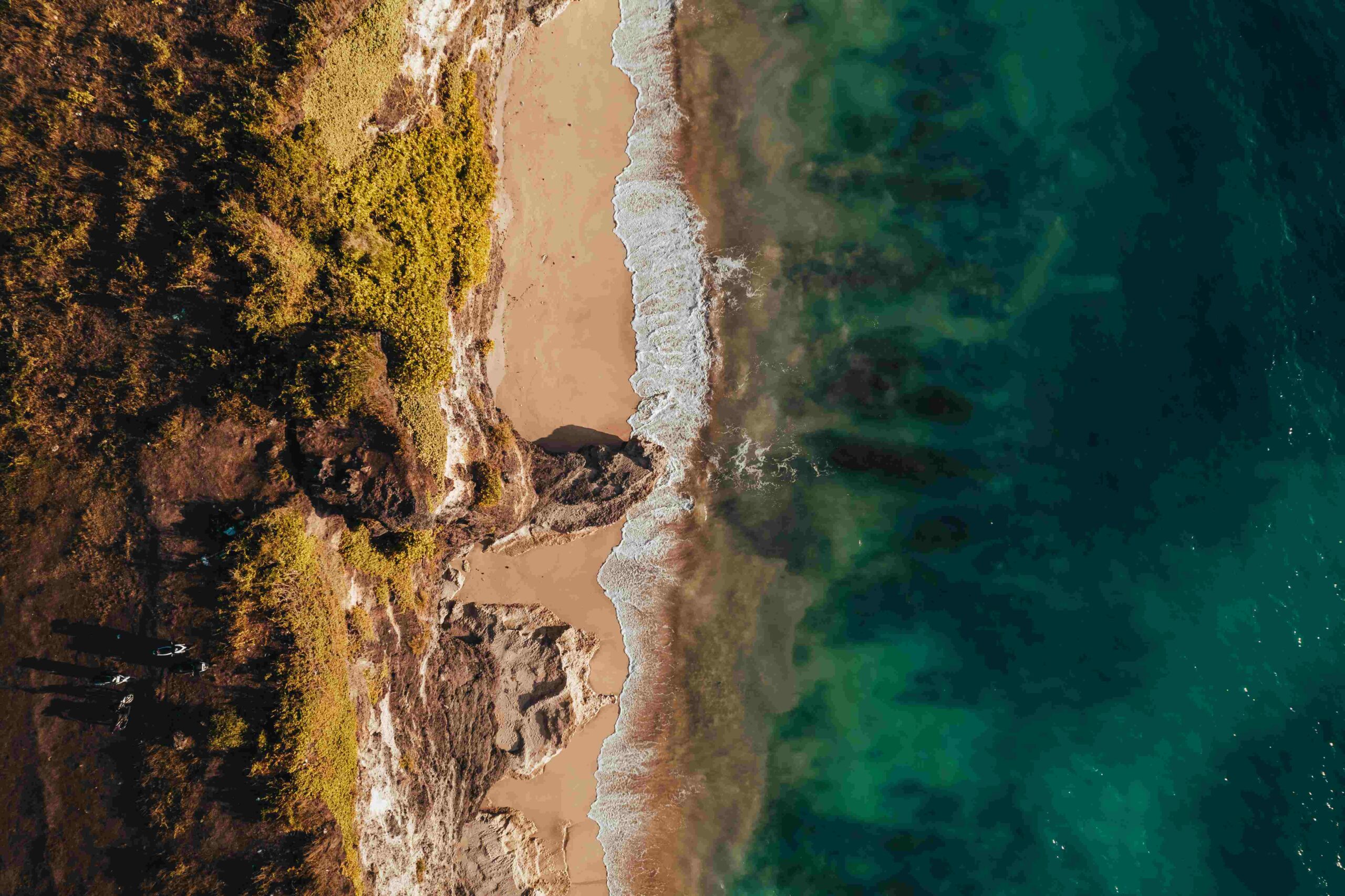 Aerial Photo of Dreamland Beach at Sunset, Bali, Pecatu, Uluwatu, Indonesia