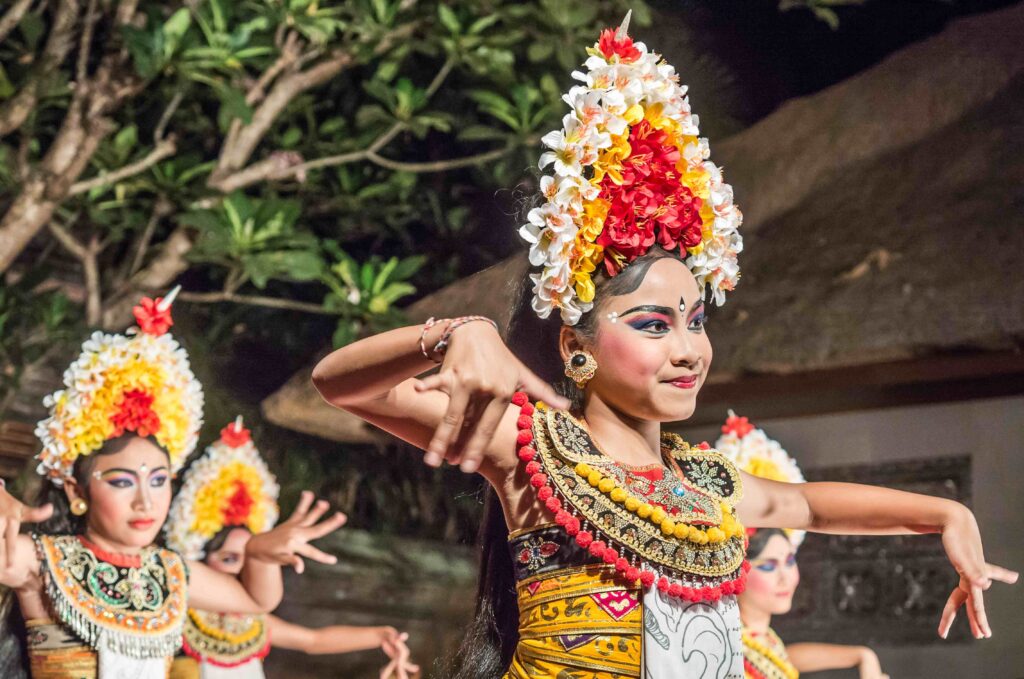 Ethnic girls dancing traditional dance