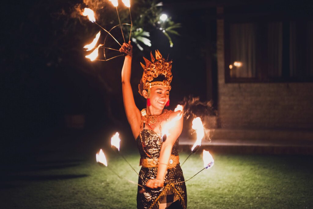 UBUD, INDONESIA DECEMBER 29, 2017: Balinese traditional dancin