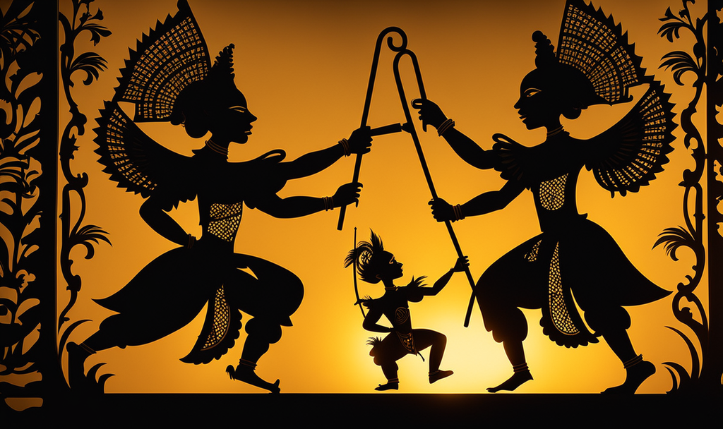 balinese wayang kulit shadow puppet play 2d the puppets behind a screen puppets are black shadows 11740015