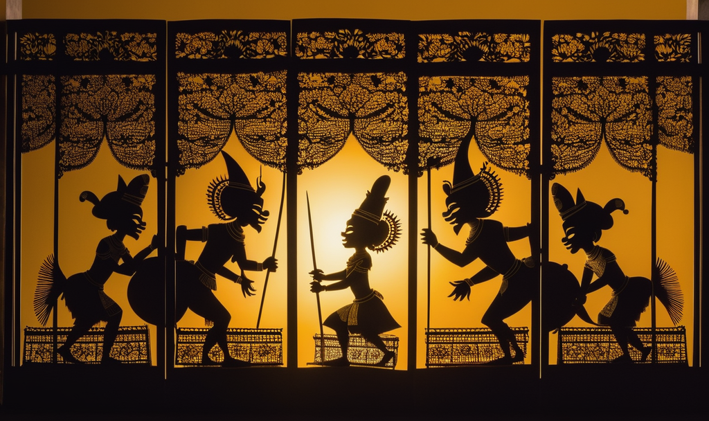 balinese wayang kulit shadow puppet play 2d the puppets behind a screen puppets are black shadows 475813516