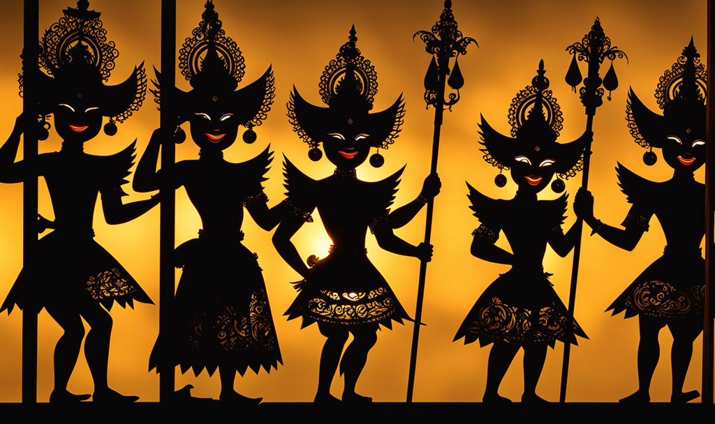 balinese wayang kulit shadow puppet play 2d the puppets behind a screen puppets are black shadows 791480994
