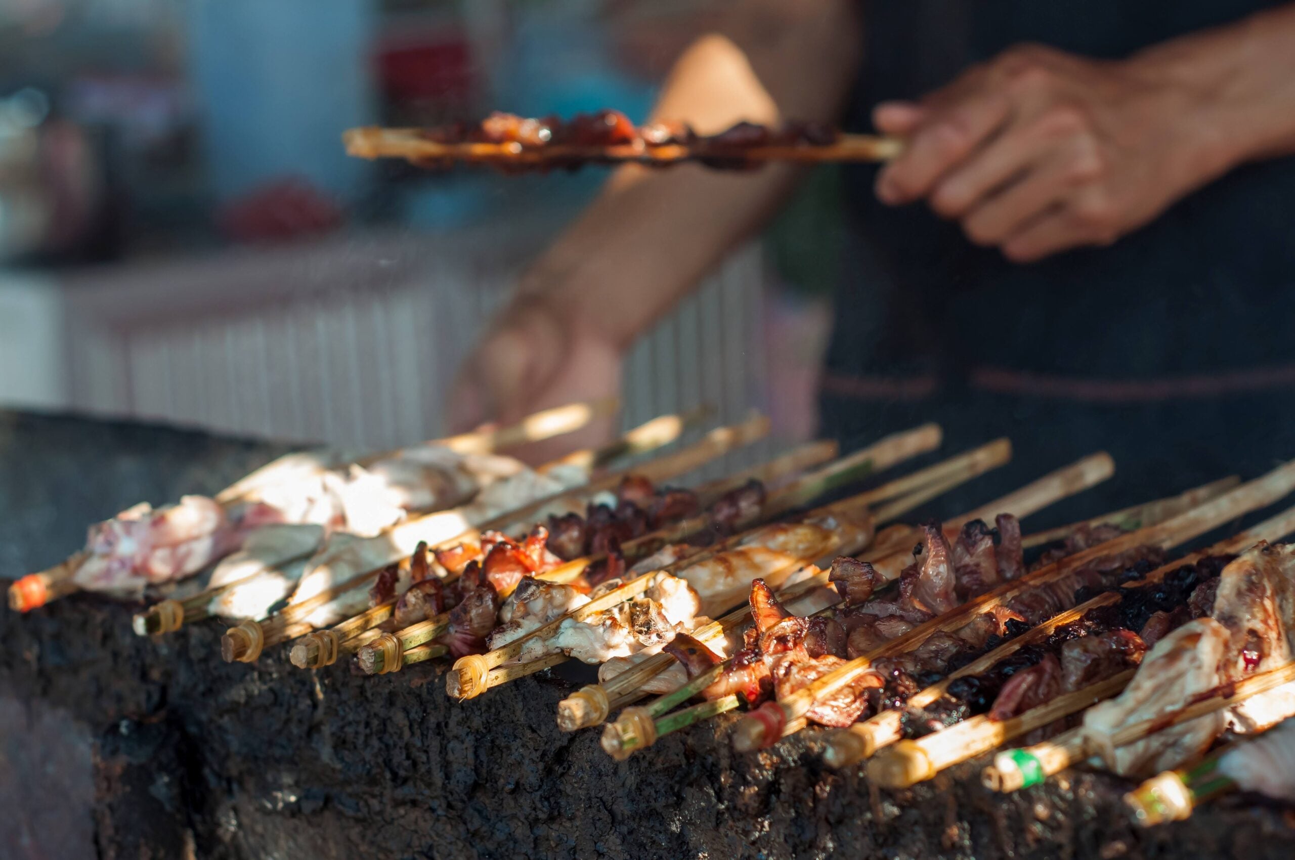 Traditional Thai chicken barbecue with curcuma powder herb for h