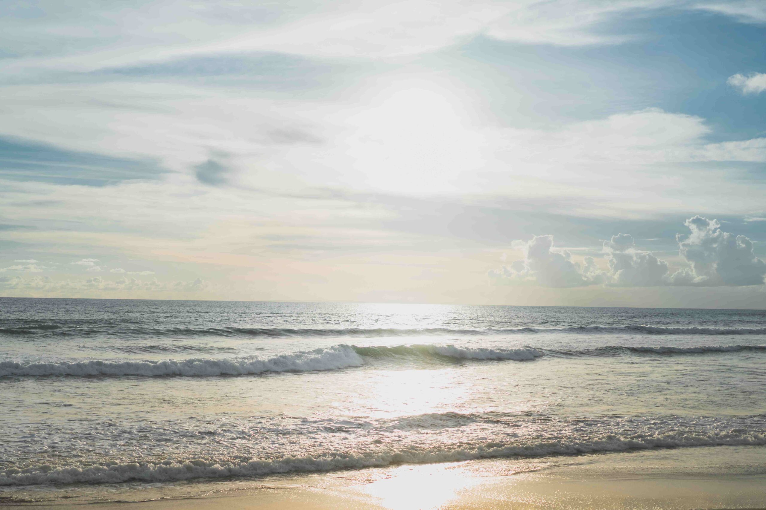 beautiful scenic view of ocean, cloudy sky and sunlight, Bali, Indonesia