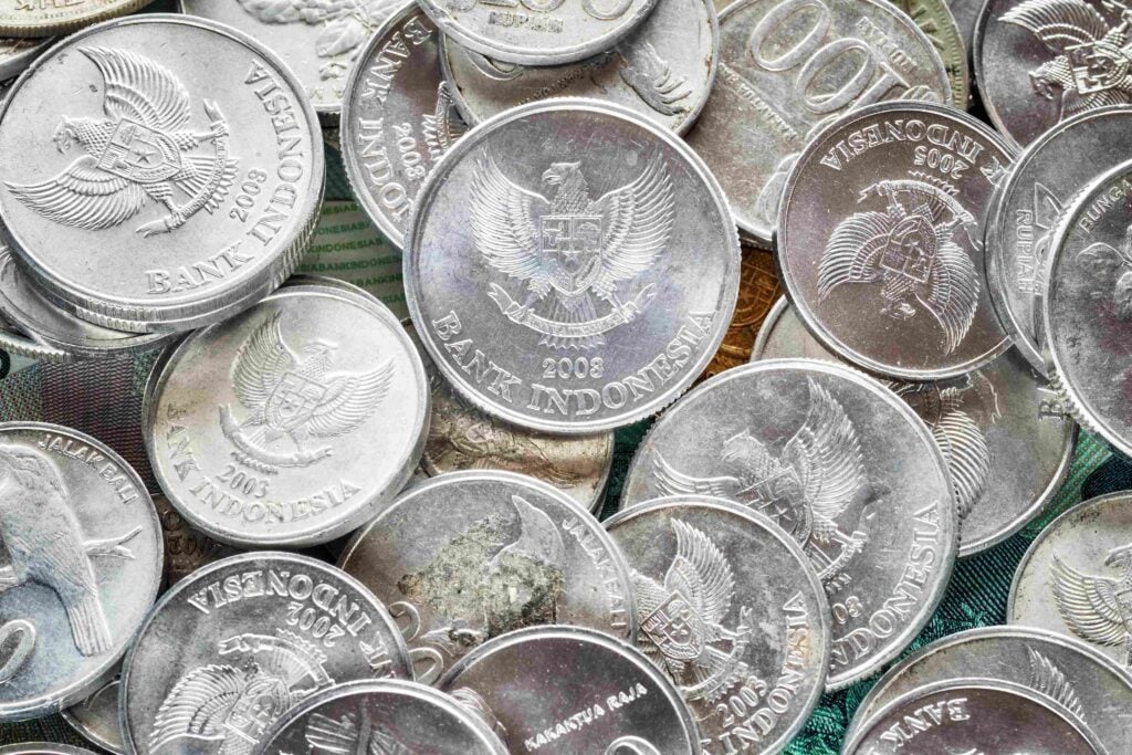 Close up picture of Indonesian rupiah coins