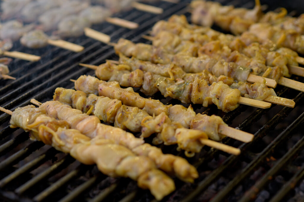 Octopus skewers at a street food festival