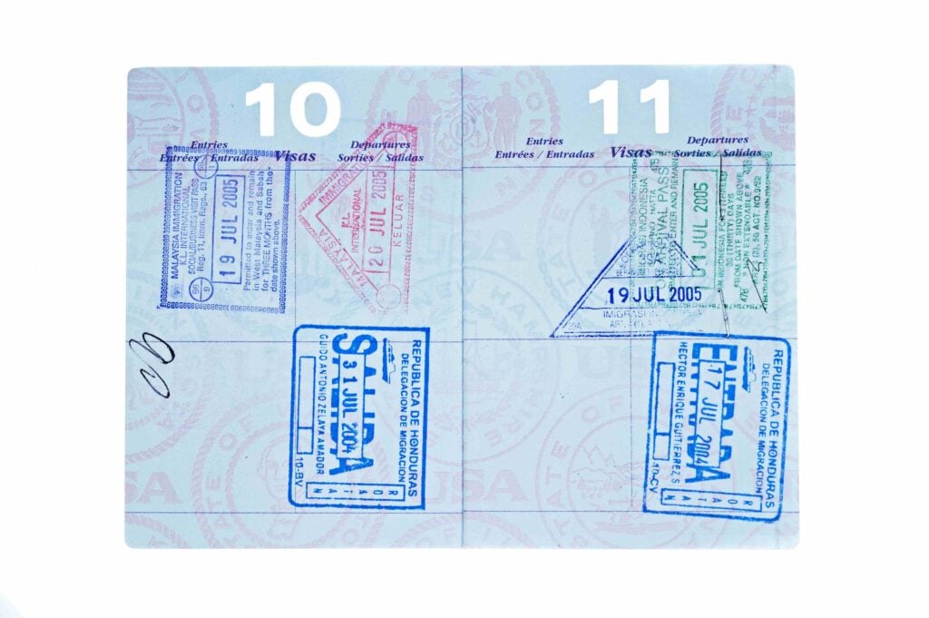 Passport with visa pages