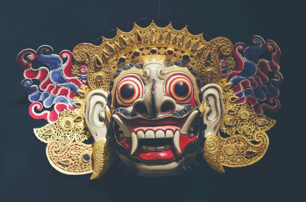 Wooden Barong mask from Tegallalang in Bali, Indonesia