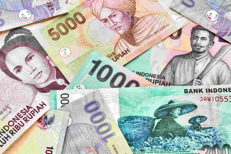 Close up picture of Indonesian rupiah banknotes