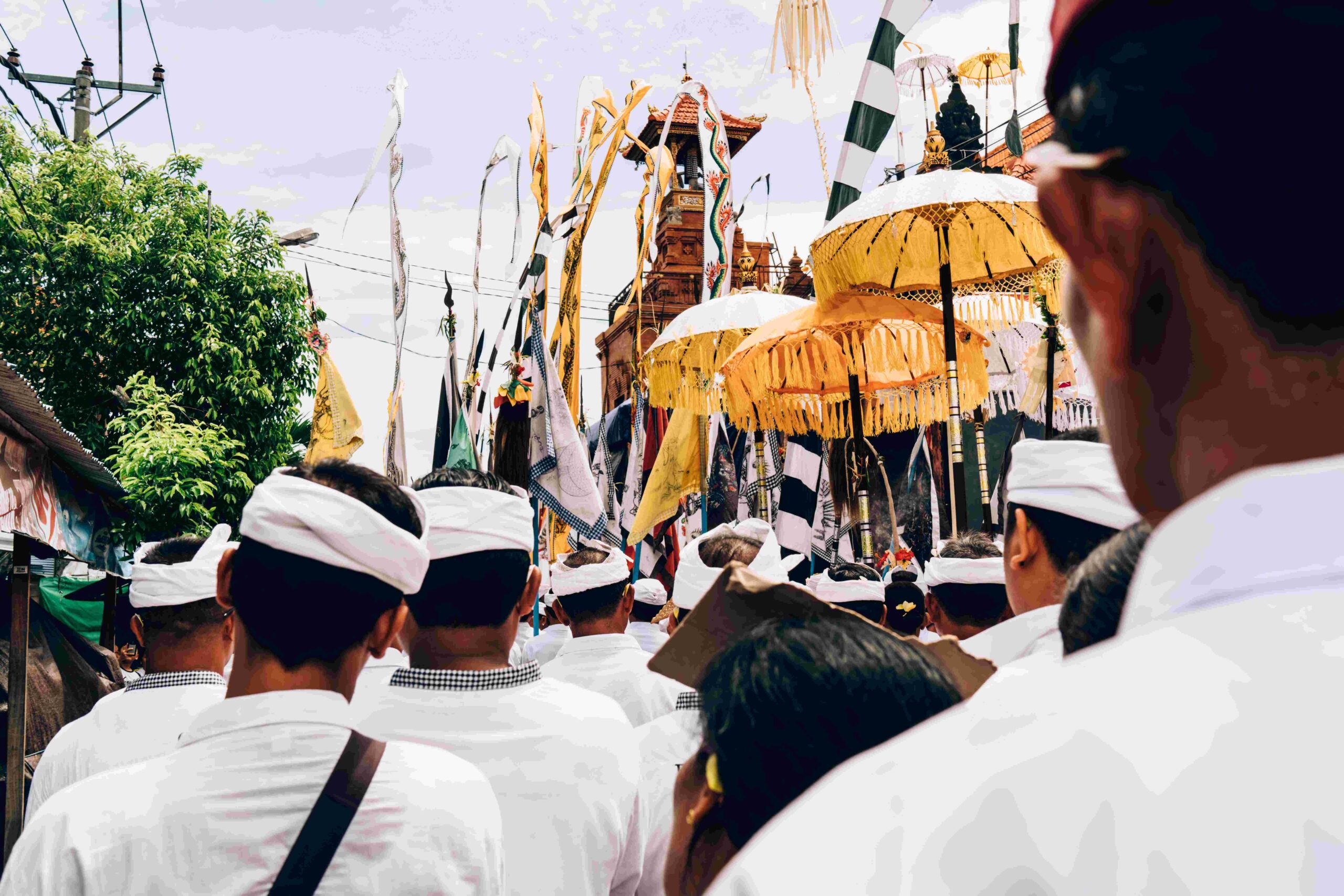 People walking on street during festival