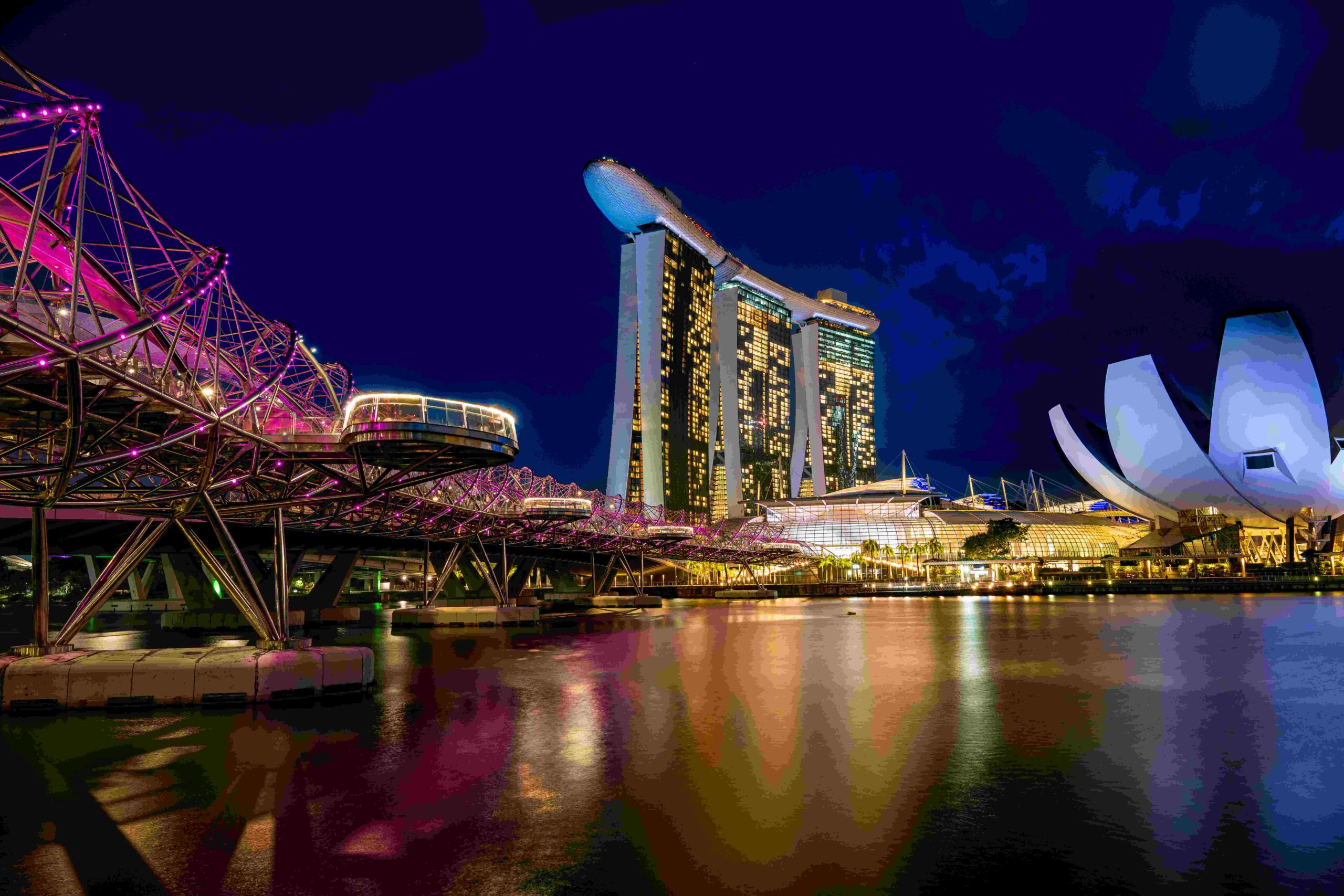 Singapore Sands Hotel in the twilight