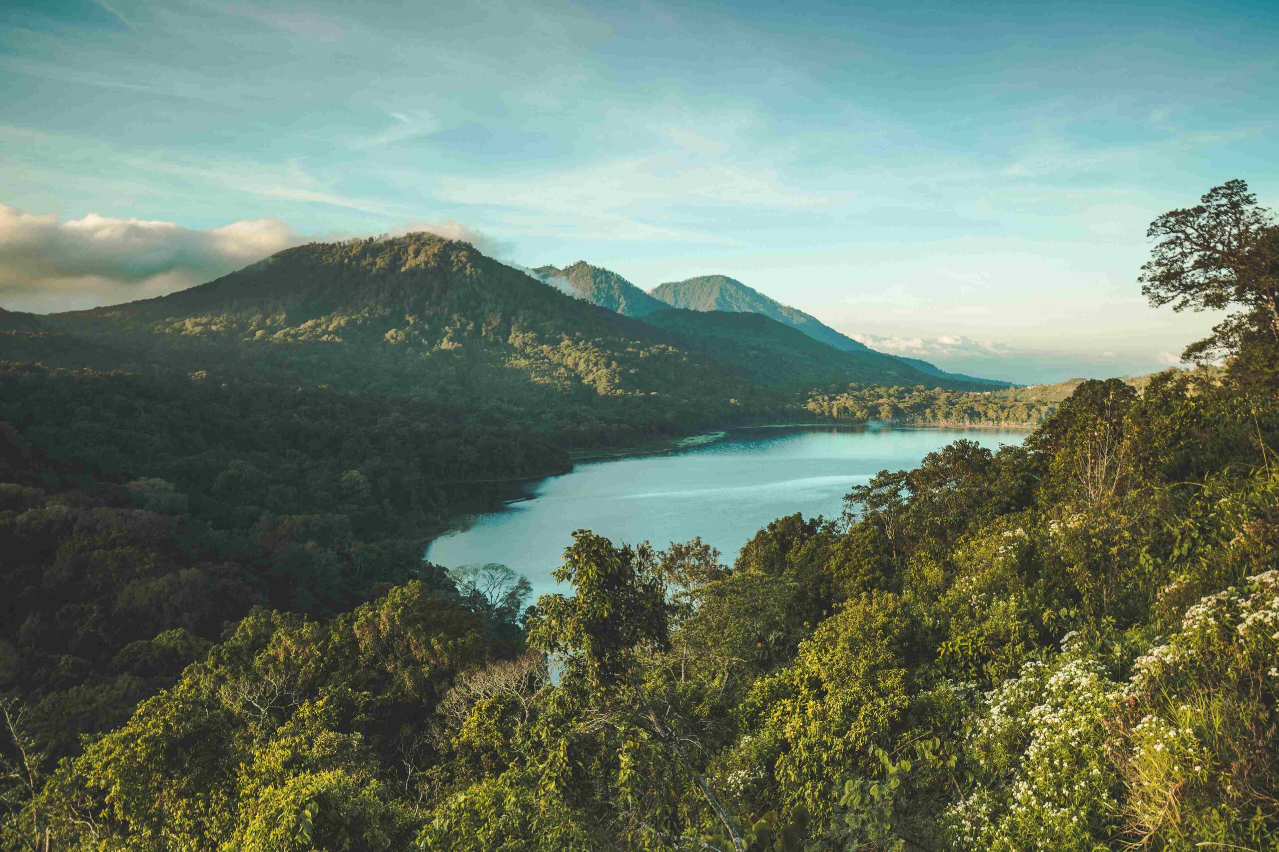 The lake Batur among the wild nature Bali