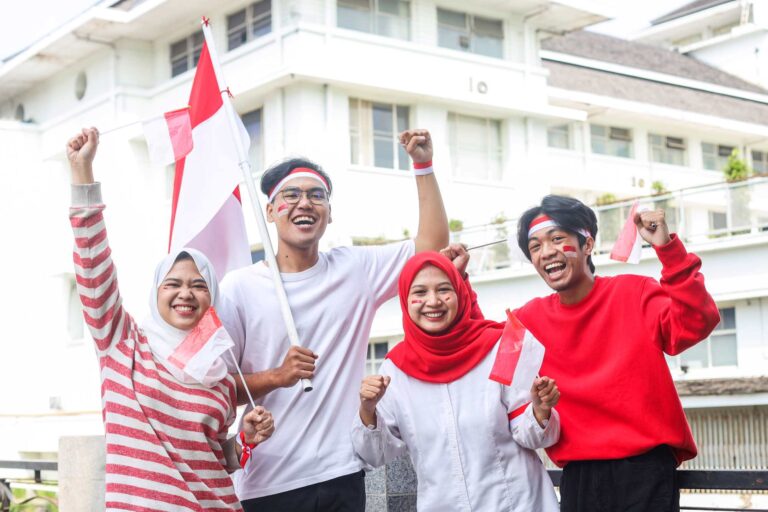 excited young people raised arm on indonesian inde 2023 11 27 05 30 09 utc