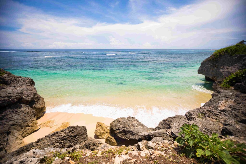 Small lagoon with clear water and white sand, Bali