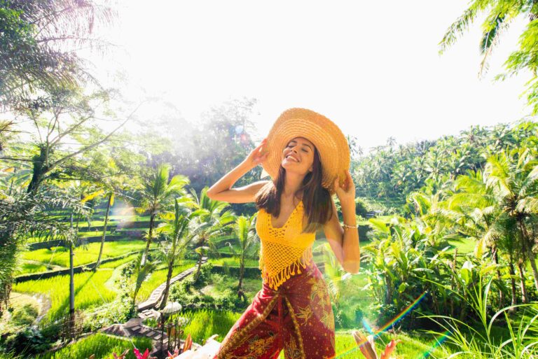 Woman at Tegalalang rice terrace in Bali