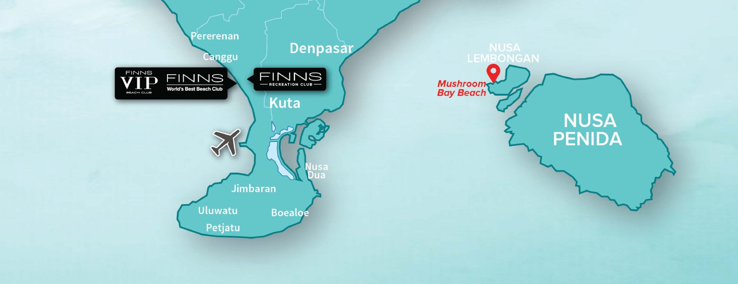 Mushroom Bay Beach FINNS BALI MAP