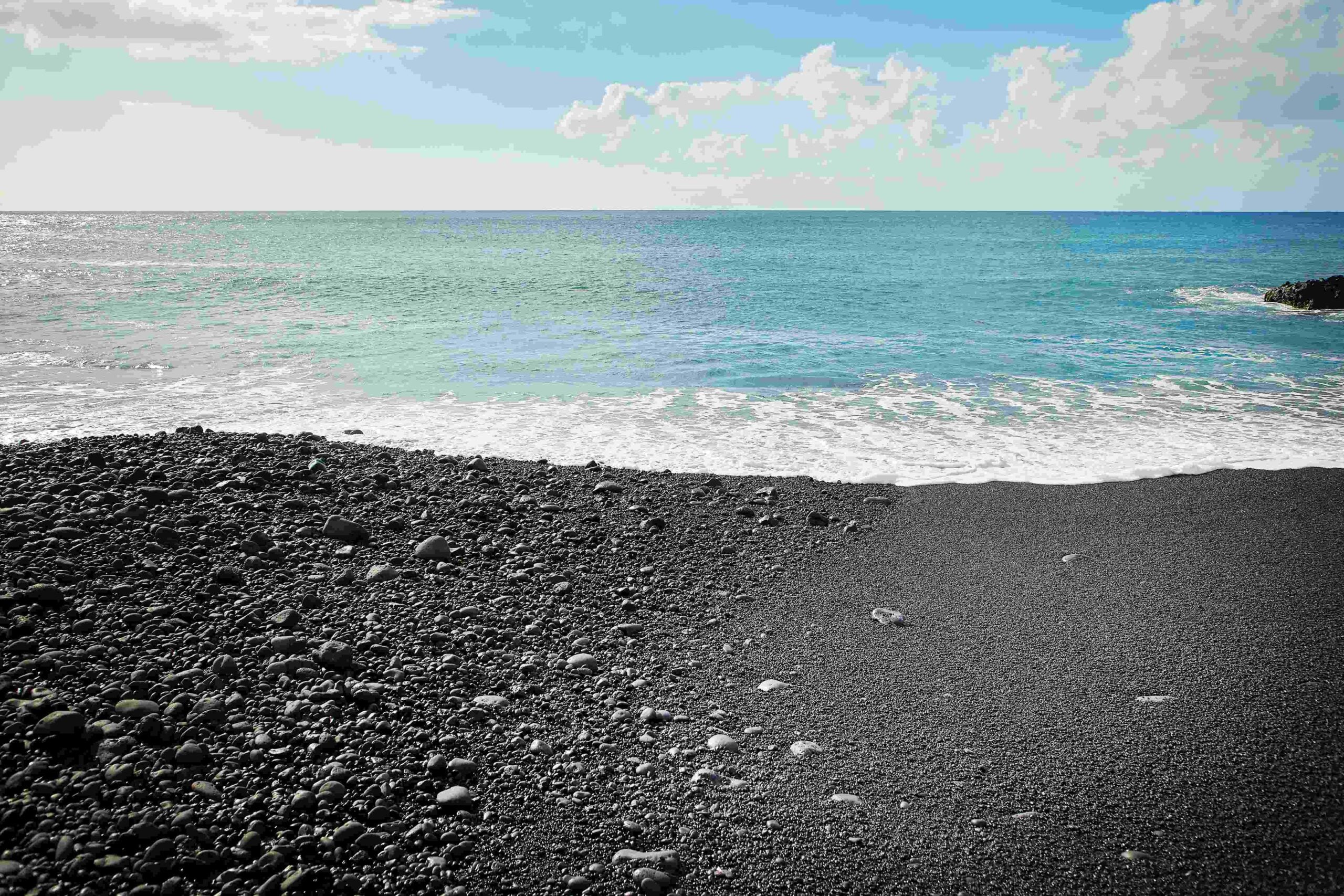 black sand beach