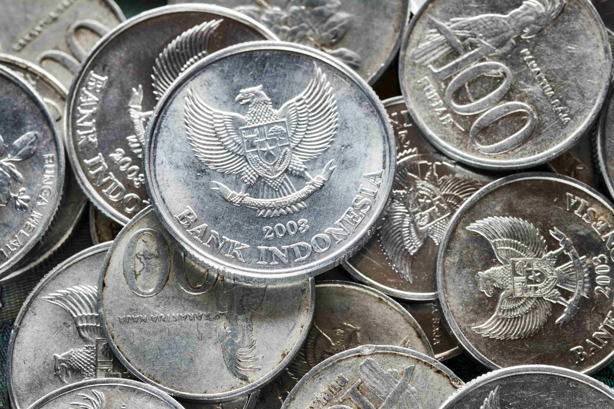 Close up picture of Indonesian rupiah coins