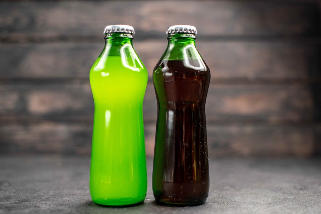 front view green and black lemonade in bottles on 2023 11 27 05 13 00 utc