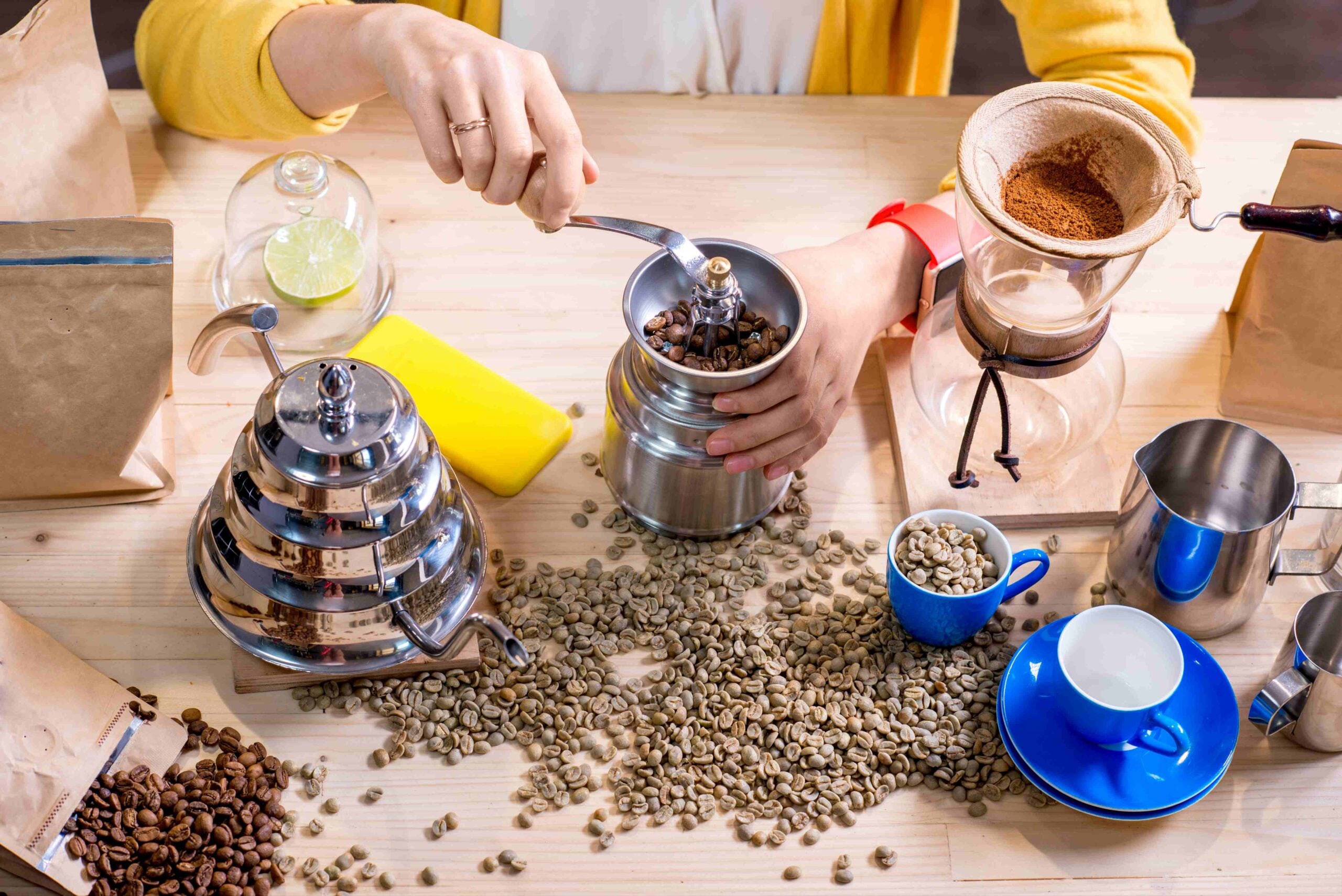 Grinding coffee beans