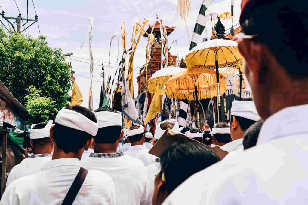 People walking on street during festival