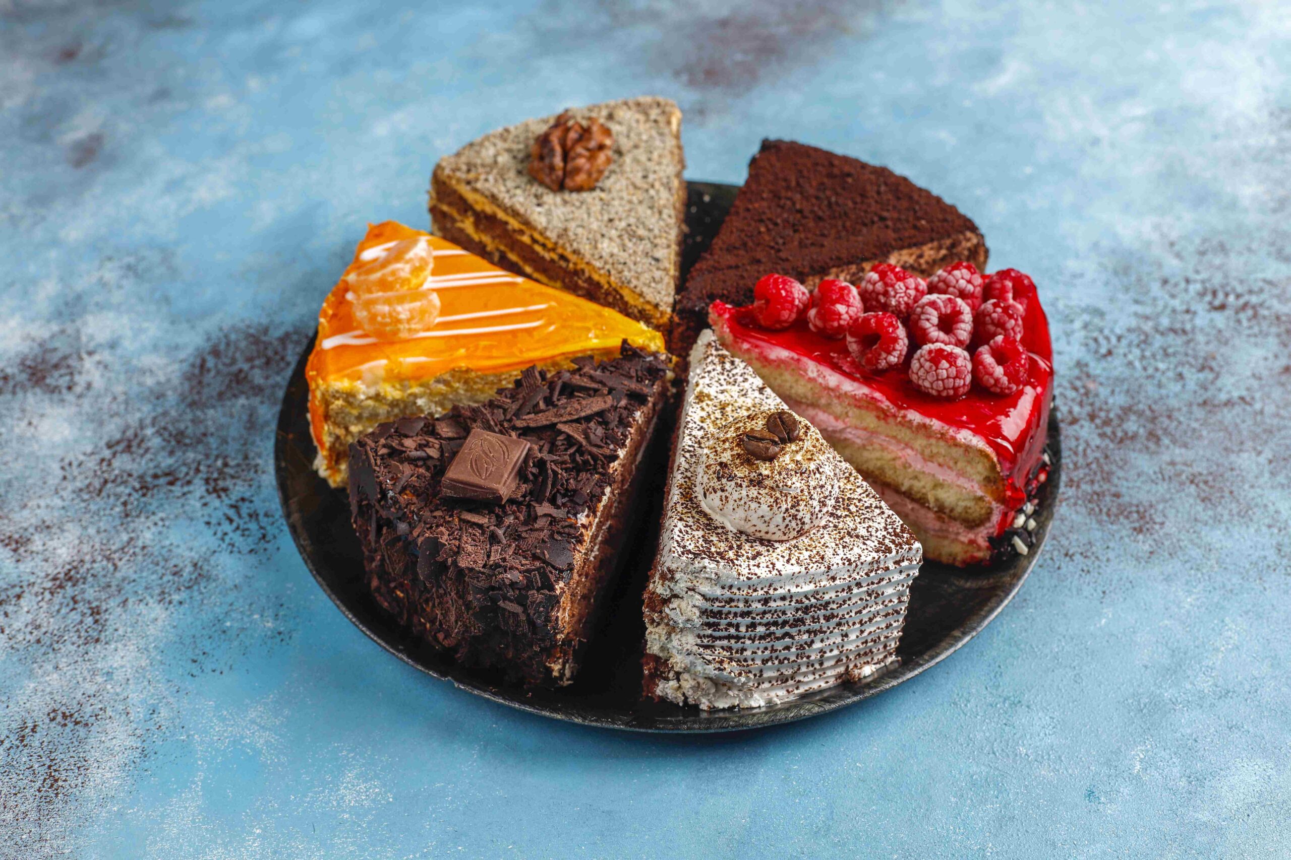 Assortment of pieces of cake