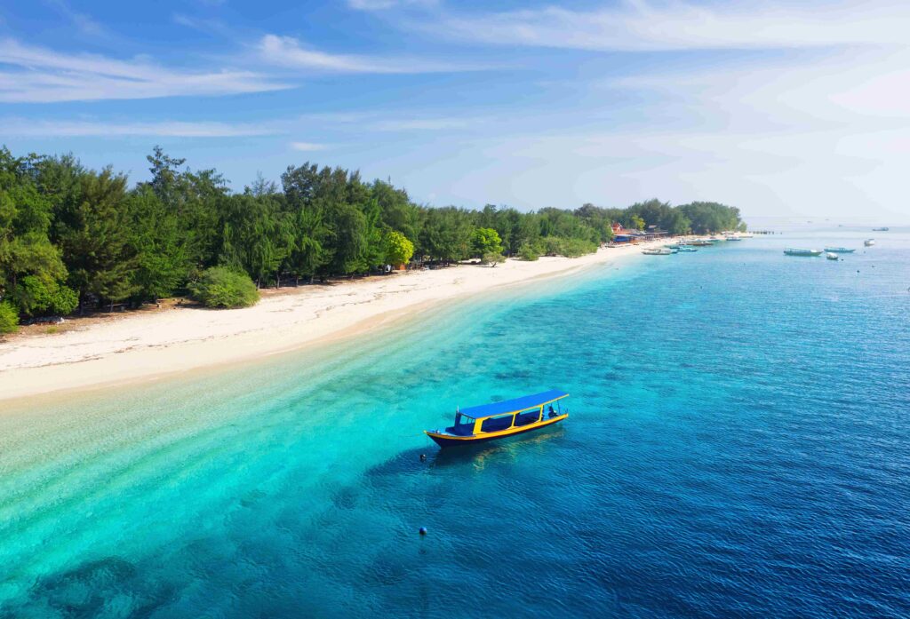 beach and boats as a background gili meno islands 2023 11 27 05 22 33 utc