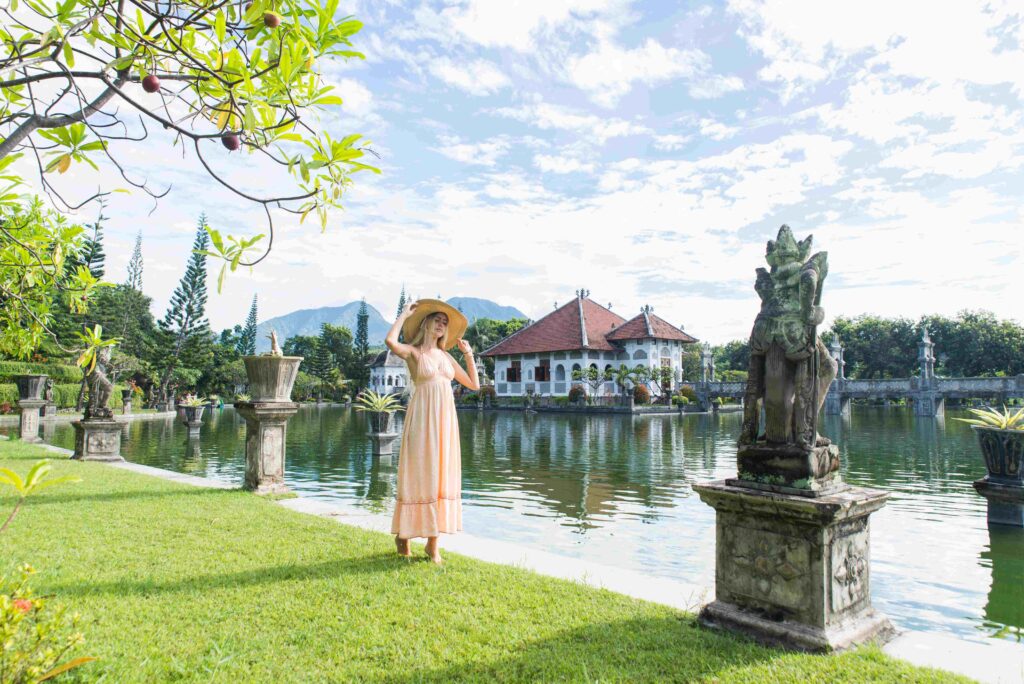 Beautiful girl at Water Palace in Bali