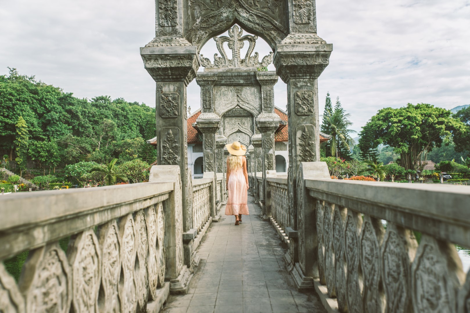 Beautiful girl at Water Palace in Bali