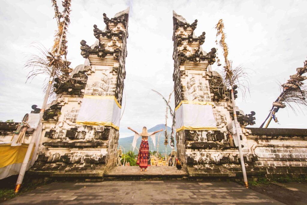 Woman at Pura Lempuyang temple in Bali